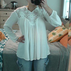 Zara White lace doily Blouse